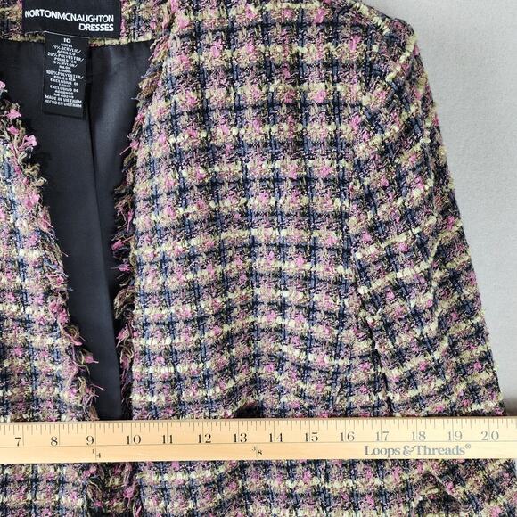 Norton McNaughton No Button Woven Fringed Short Blazer Size 10 - Picture 5 of 8